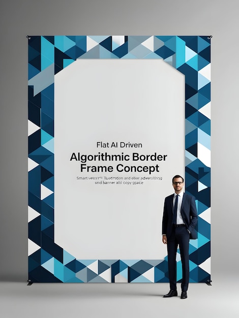 flat ai driven algorithmic border frame a minimalistic border frame with algorithmic patterns on the