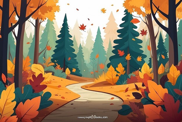 Flat autumn forest leaves background