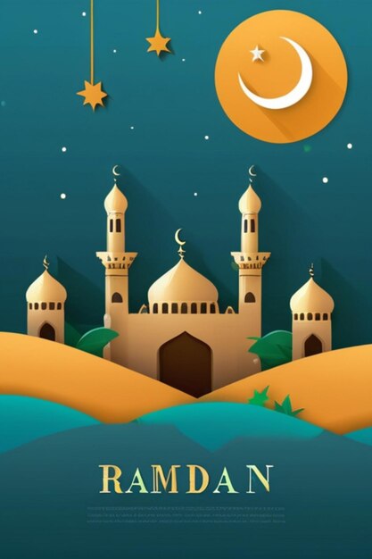 Photo flat background for islamic ramadan celebration