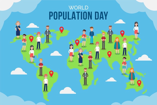 Photo flat background for world population day celebration