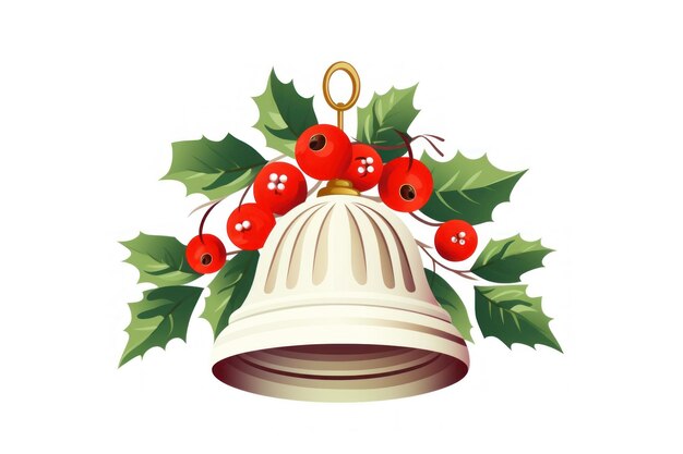 Плоский дизайн колокола Рождественская коллекция элементов на белом фоне ИИ генеративный