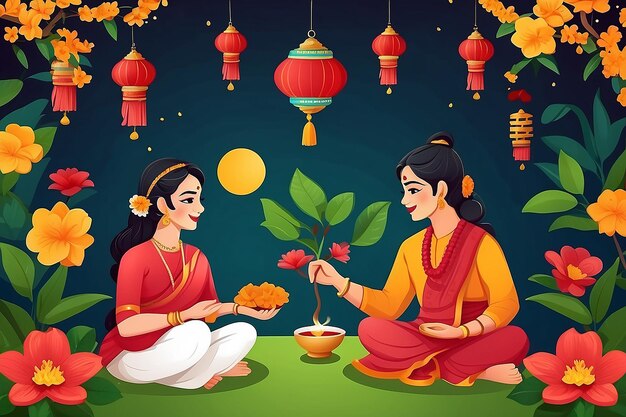 Flat bengali new year illustration