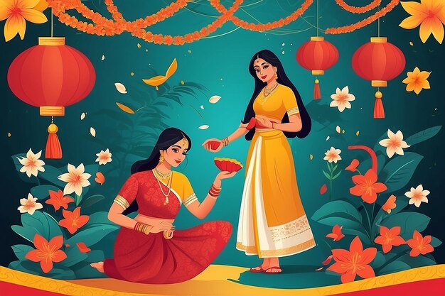 Flat bengali new year illustration