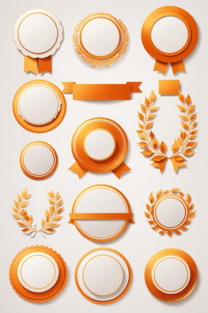 flat blank labels orange and gold color collection
