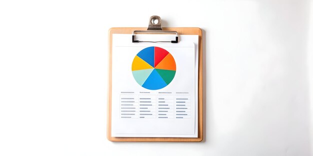 flat border frame with pie chart and clipboard for metrics and copy space concept as a border frame