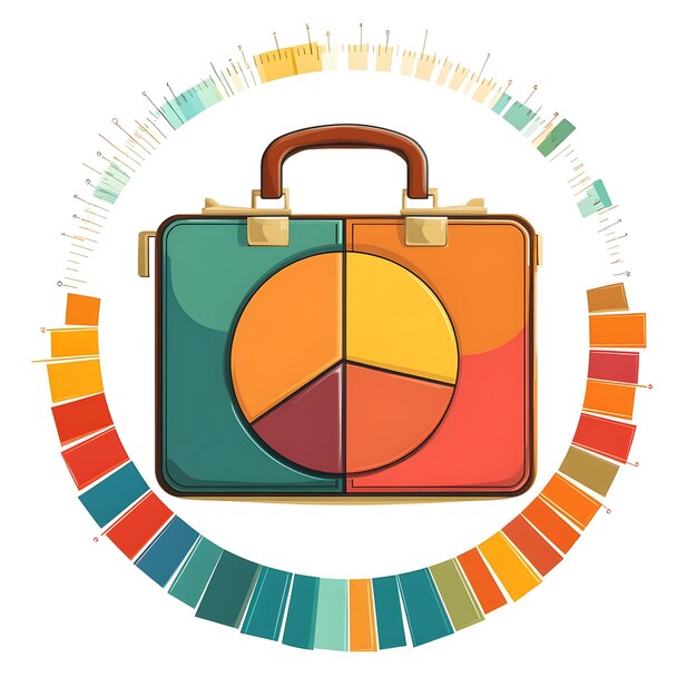Flat briefcase en pie chart border frame met Market Segmentation tekst en copy space concept als A