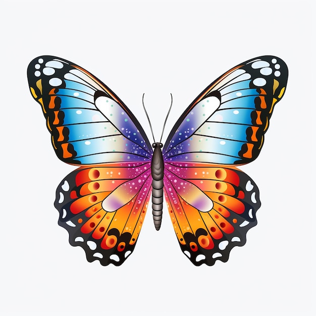 Фото Плоская иллюстрация бабочки. воздушная элегантность.