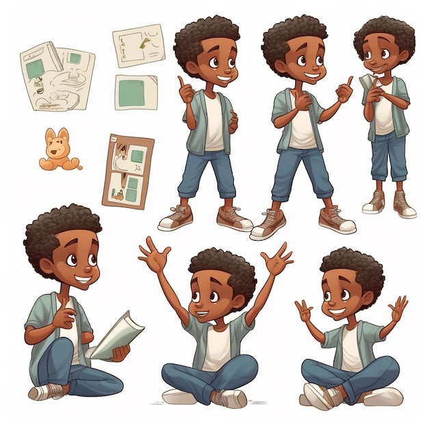 Photo a flat cartoon school and modal character