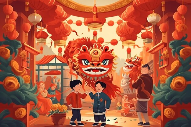 Flat chinese new year illustration