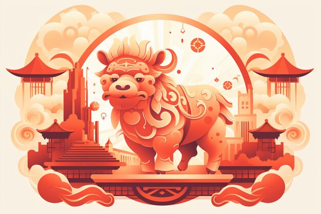 Photo flat chinese new year illustration