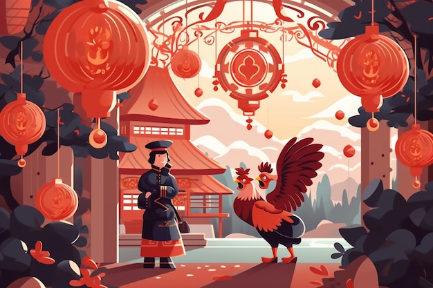 Photo flat chinese new year illustration