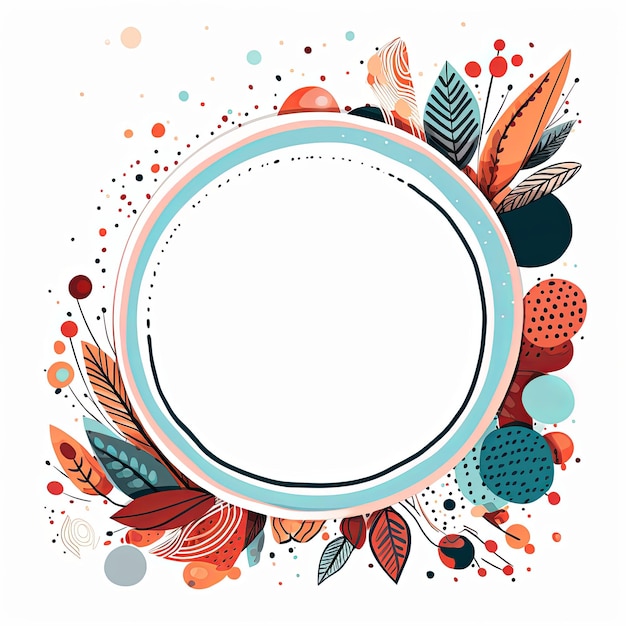 Foto modello di cornice a cerchio piatto stile vettoriale arte digitale sfondo bianco