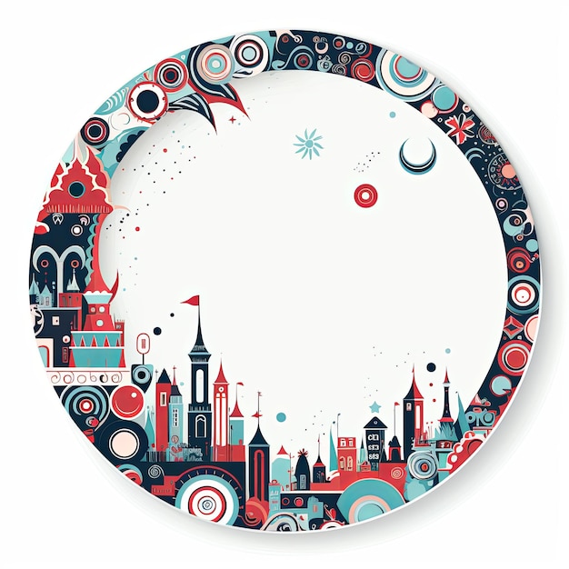 flat circle frame template vector style digital art white background