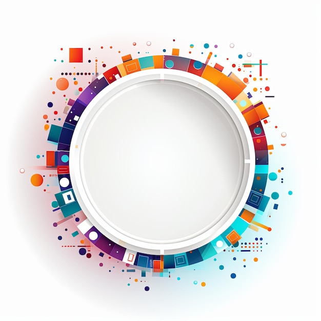 flat circle frame template vector style digital art white background