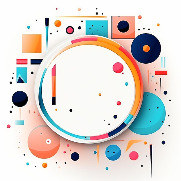 flat circle frame template vector style digital art white background