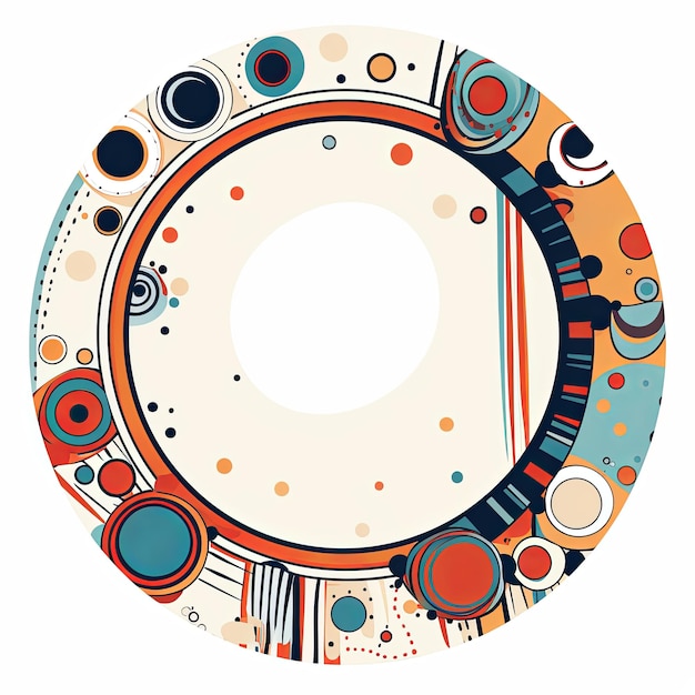 flat circle frame template vector style digital art white background