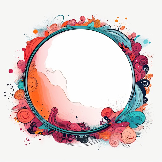 flat circle frame template vector style digital art white background