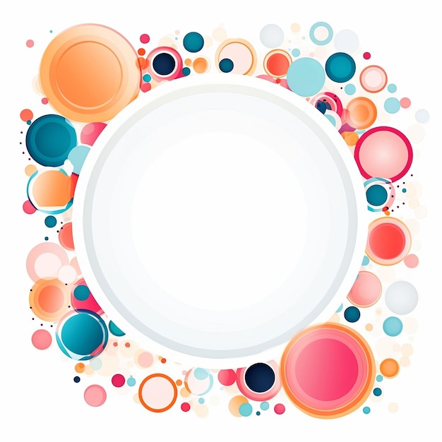 flat circle frame template vector style digital art white background