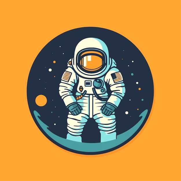 Flat color astronaut logo vector