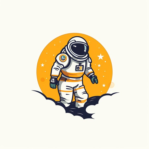 フラット カラー 宇宙飛行士 ロゴ ベクトル