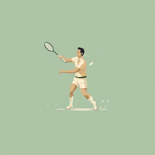 flat color badminton player vector