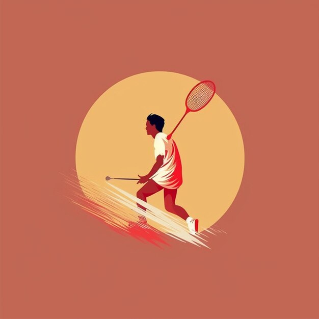 flat color badminton player vector