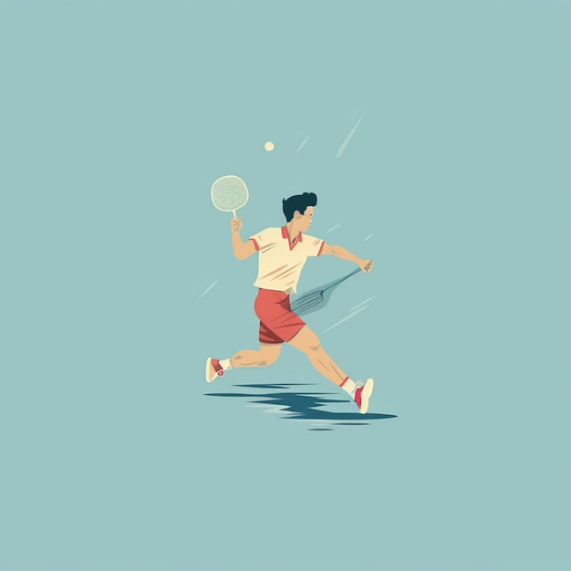 flat color badminton player vector