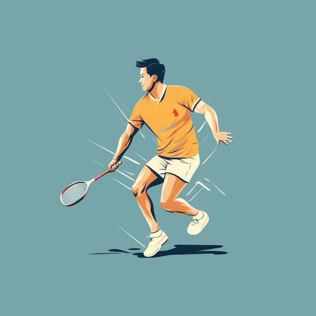 flat color badminton player vector