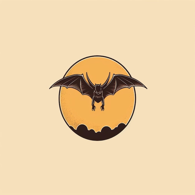 Foto vettore di logo del pipistrello di colore piatto