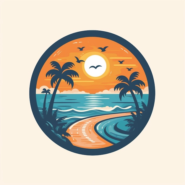 Photo flat color beach logo vector