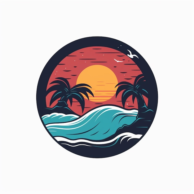 Photo flat color beach logo vector