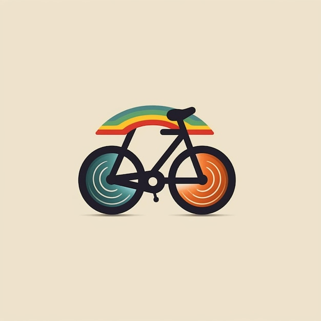 Photo flat color bicycle logo vector