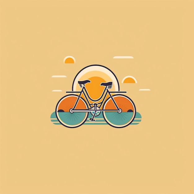 flat color bicycle logo vector