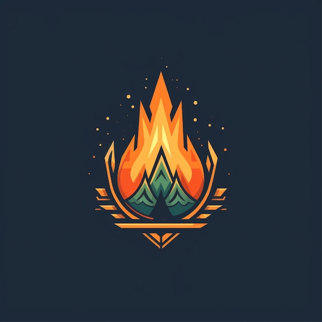 flat color bonfire logo vector