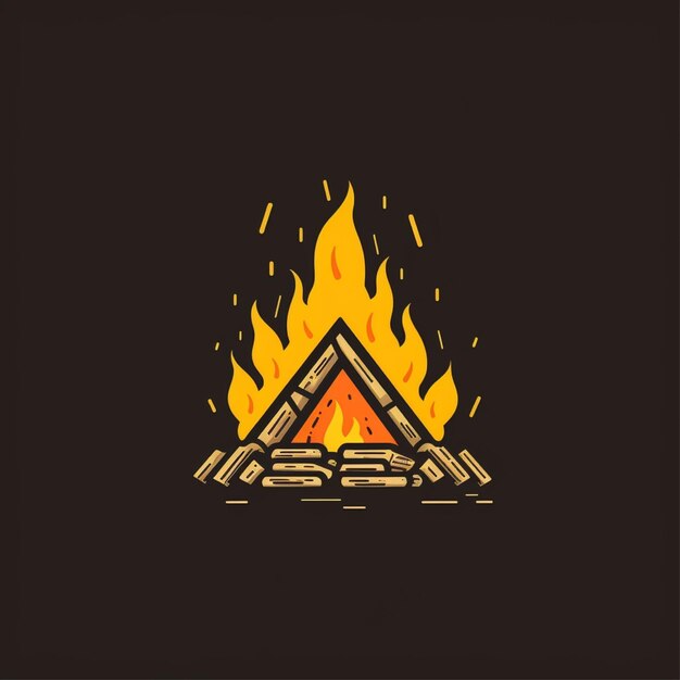 flat color bonfire logo vector