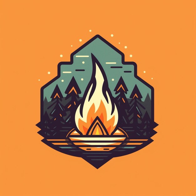 Photo flat color bonfire logo vector