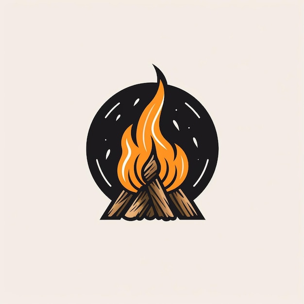 Photo flat color bonfire logo vector