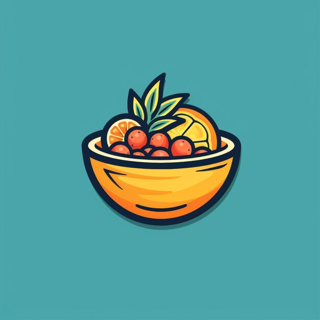 flat color bowl logo vector