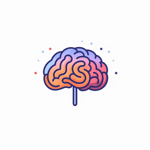 flat color brain logo vector