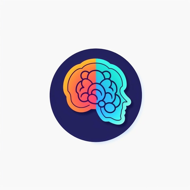 Photo flat color brain logo vector