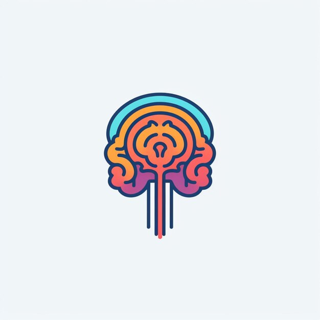 flat color brain logo vector