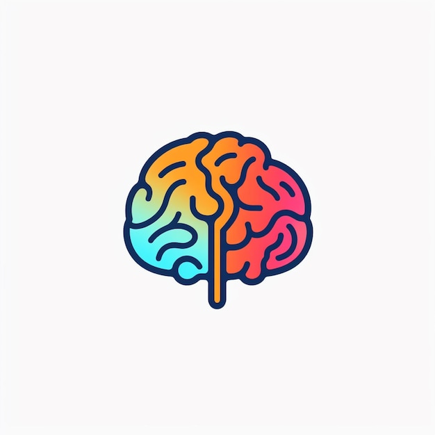 flat color brain logo vector