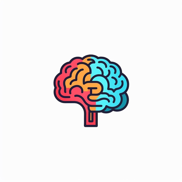 flat color brain logo vector