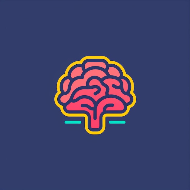 flat color brain logo vector