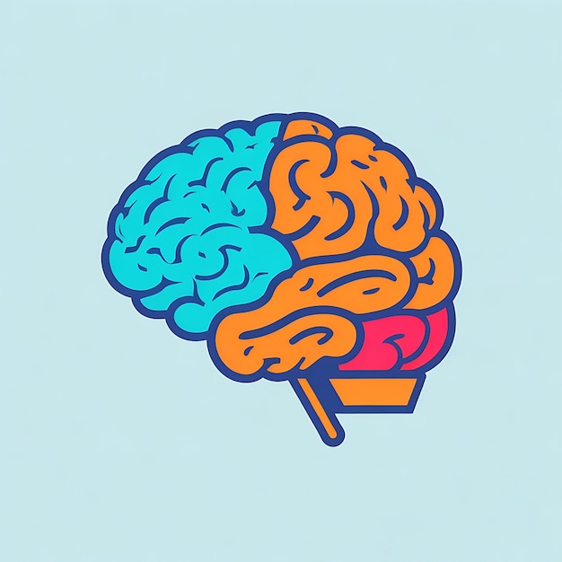 Flat color brain logo