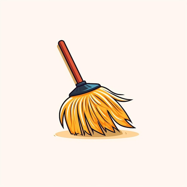 flat color broom logo vector