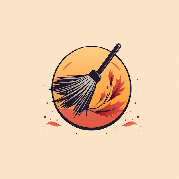 Photo flat color broom logo vector