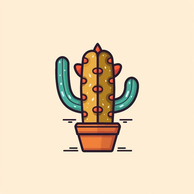 flat color cactus logo vector