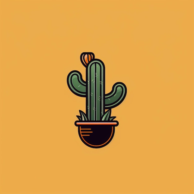 flat color cactus logo vector
