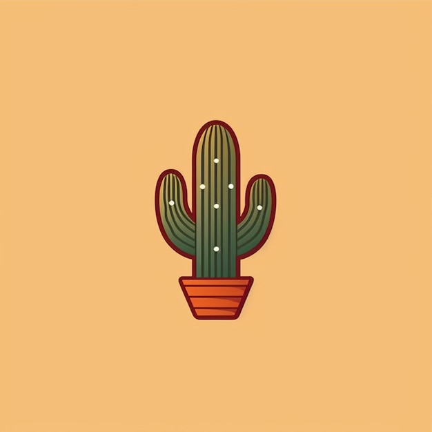 flat color cactus logo vector